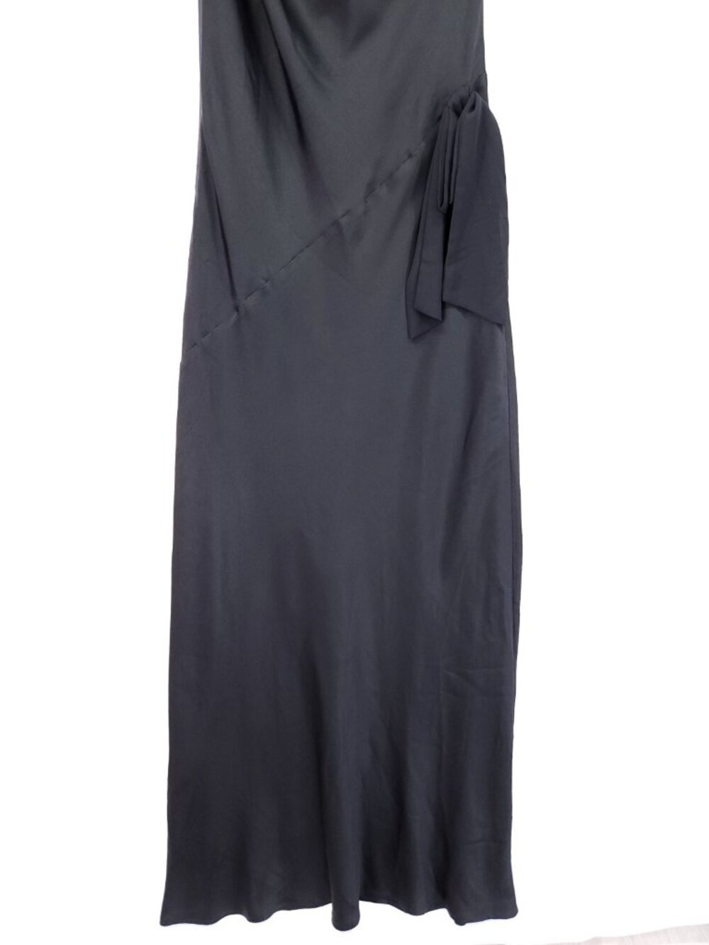 WAYF x Sara Walker Audrey One-Shoulder Black Satin Maxi Dress Size Small - Picture 12 of 13